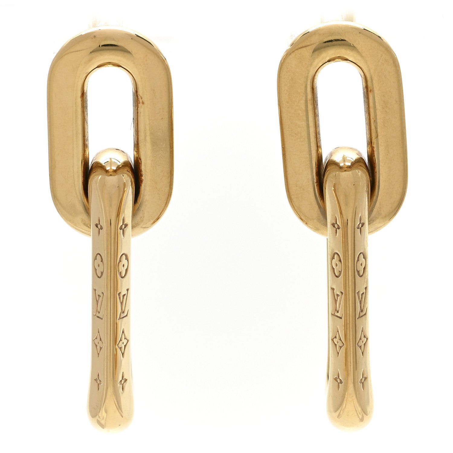 Louis Vuitton Metal LV Edge Double Hoop Earrings Gold 1 of 5