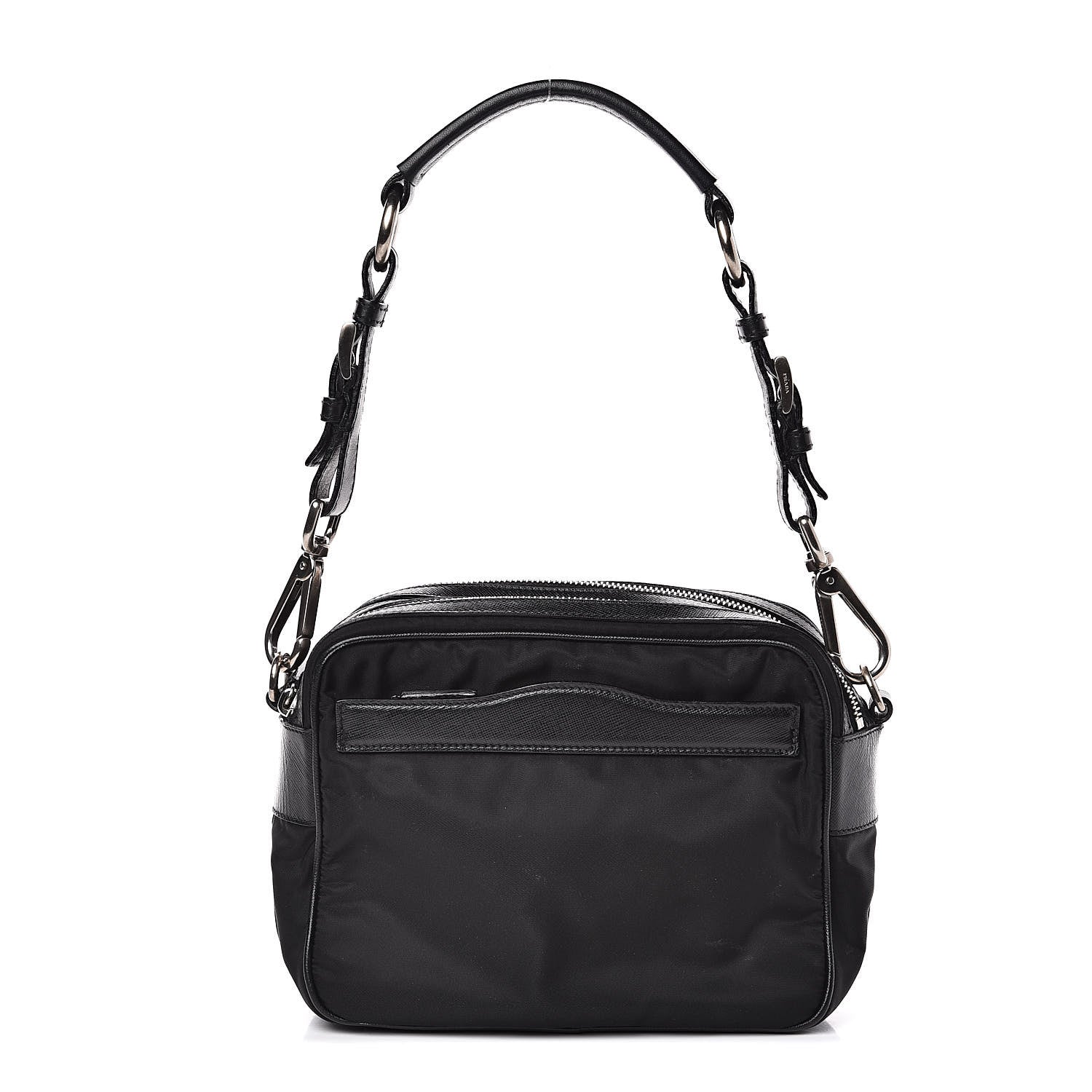 Prada Tessuto Nylon Saffiano Shoulder Bag Black 1 of 11