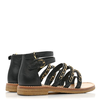 Chanel Calfskin Fantasy Chain Flat Sandals 36.5 Black 4 of 8