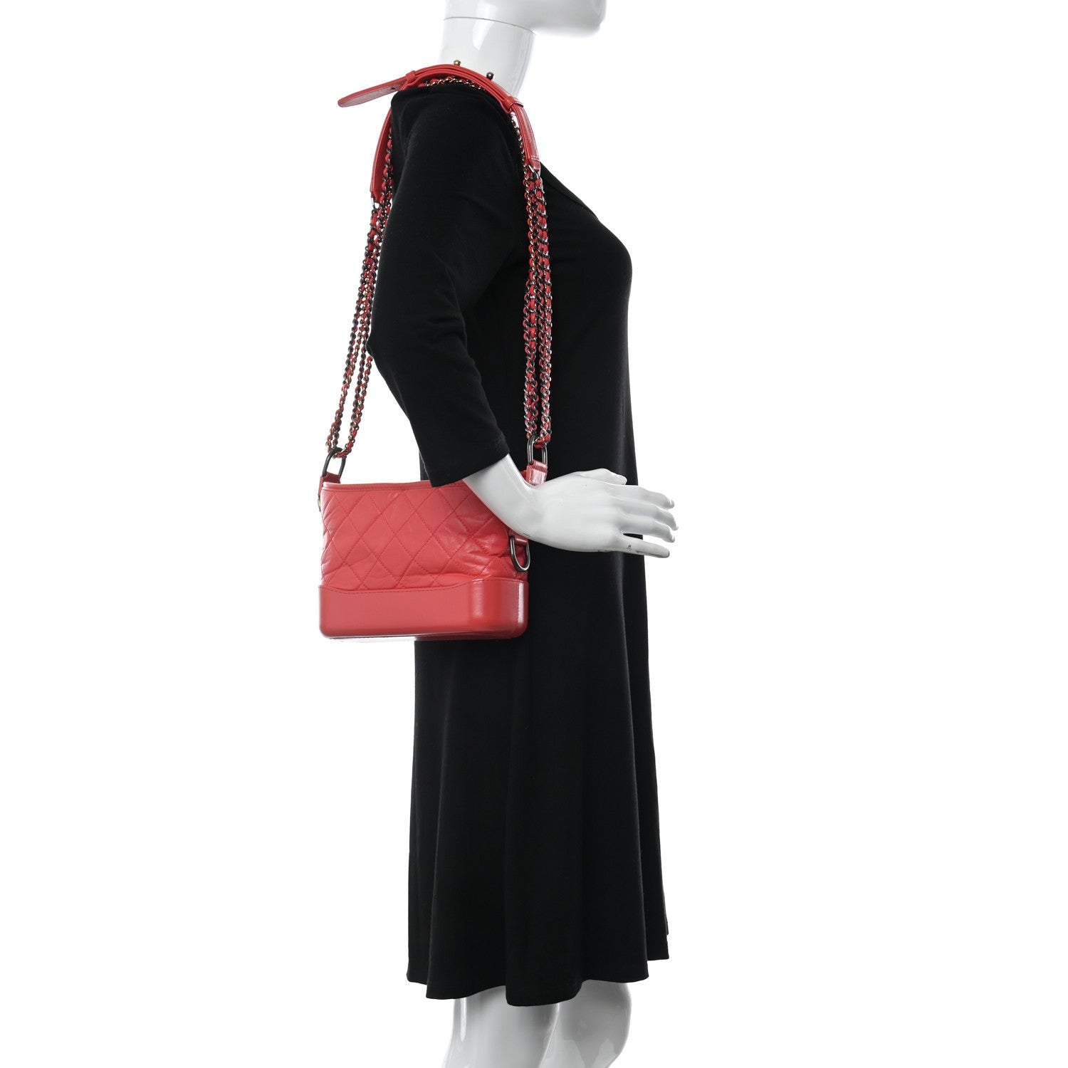 Chanel Aged Calfskin Quilted Small Gabrielle Hobo Red 2 of 11