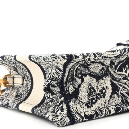Christian Dior Canvas Embroidered Toile De Jouy Reverse Mini Book Tote With Strap Blue Multicolor 9 of 12