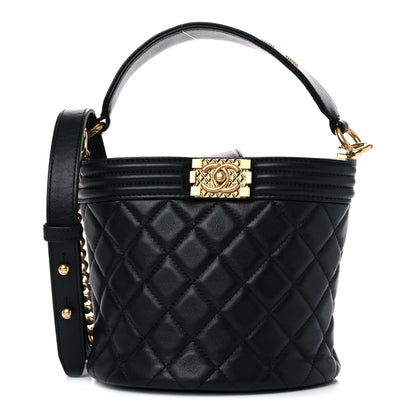 Chanel Calfskin Quilted Boy Bucket Bag Black 1 of 11