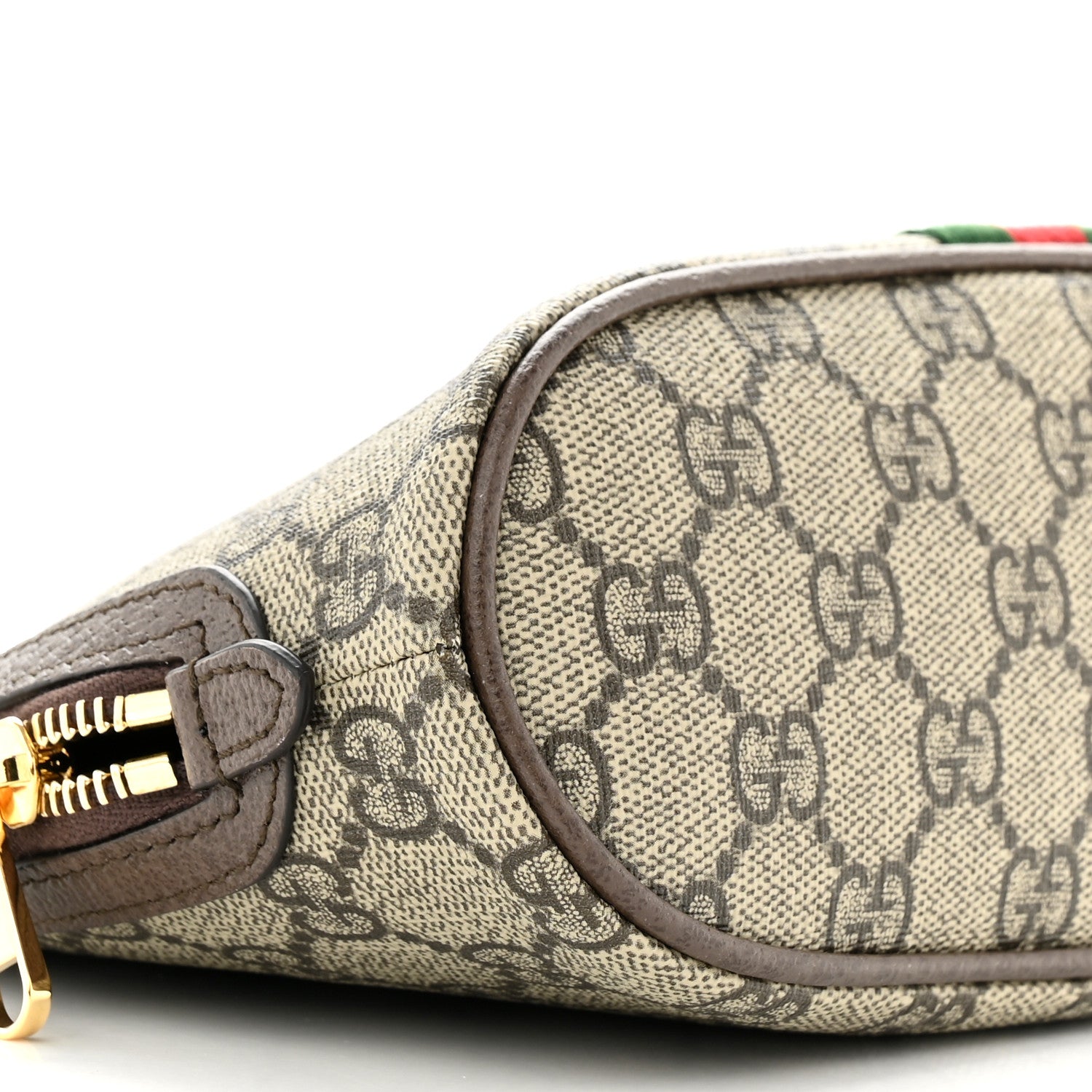 Gucci GG Supreme Monogram Textured Calfskin Web Large Ophidia Cosmetic Case Beige Ebony New Acero 9 of 11