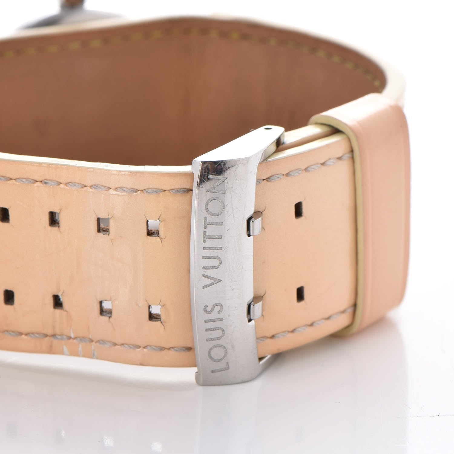 Louis Vuitton Stainless Steel Vernis Pink Mother of Pearl 28mm Tambour Quartz Watch 5 of 11