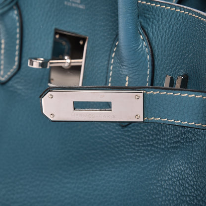 Hermes Taurillon Clemence Birkin 30 Blue Jean 17 of 35