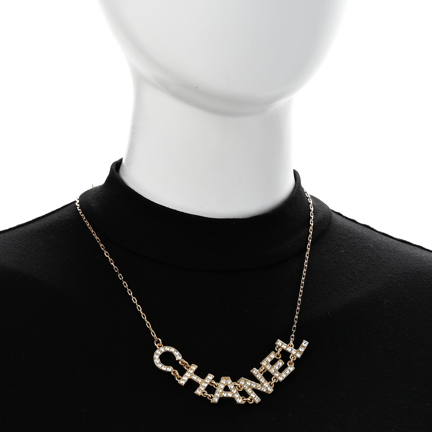Metal Crystal 90's Icon Logo Necklace Gold