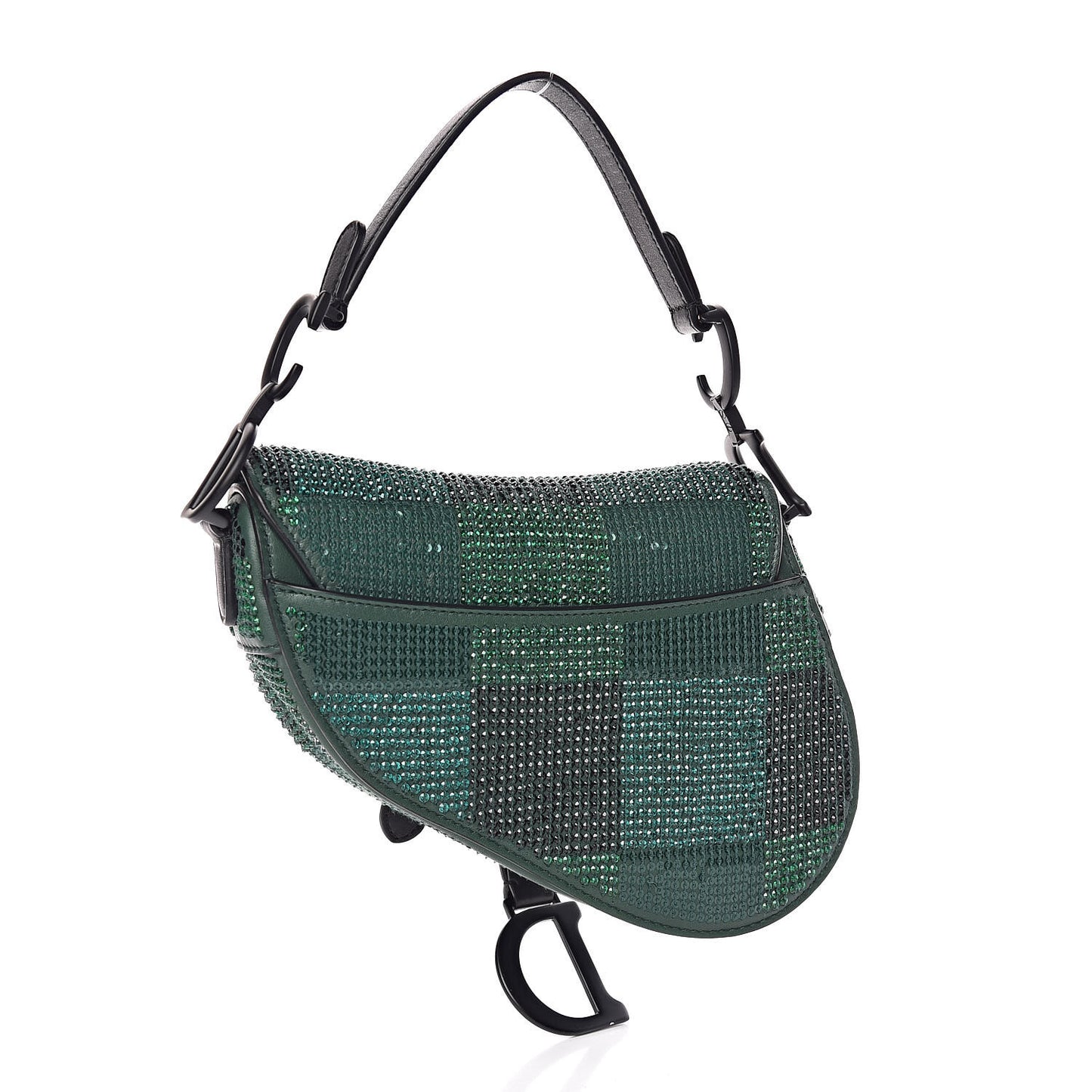 Crystal Calfskin Mini Saddle Bag Green Multi