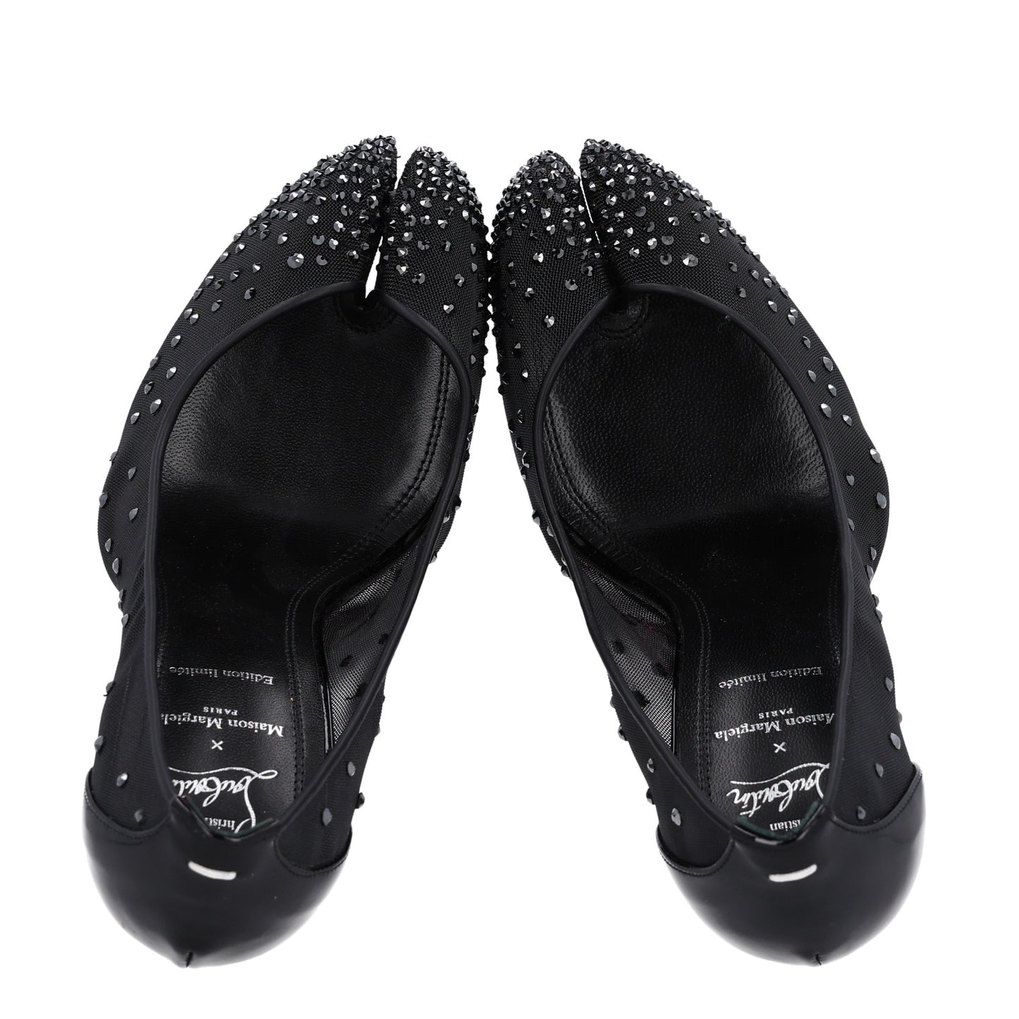 X MAISON MARGIELA Rete Patent Strass Bridiela Una 100 Pumps 37.5 Black