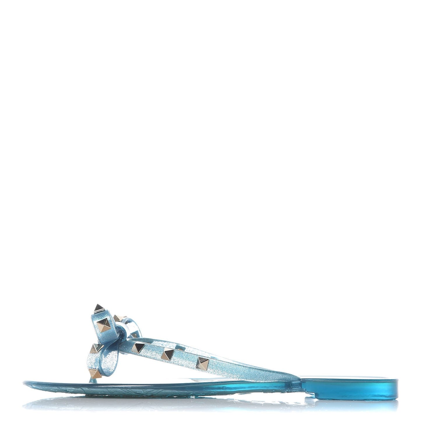 PVC Jelly Glitter Rockstud Bow Thong Sandals 39 Cerulean