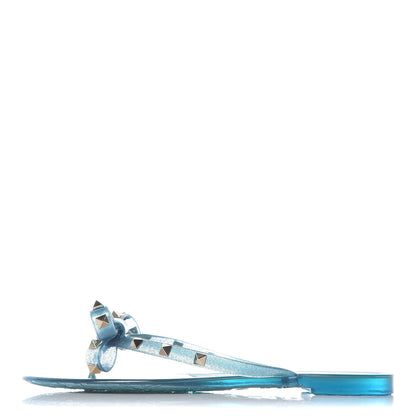 Valentino Garavani PVC Jelly Glitter Rockstud Bow Thong Sandals 39 Cerulean 1 of 7