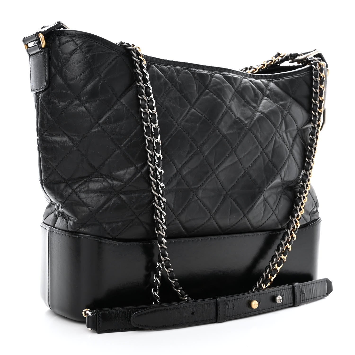 Chanel Aged Calfskin Quilted Large Gabrielle Hobo Black 3 of 12