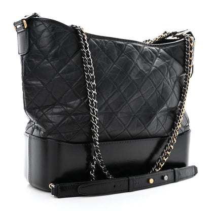 Chanel Aged Calfskin Quilted Large Gabrielle Hobo Black 3 of 12