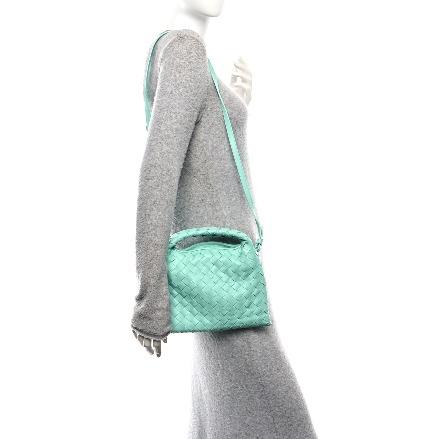 Calfskin Intrecciato Mini Hop Green Oasis