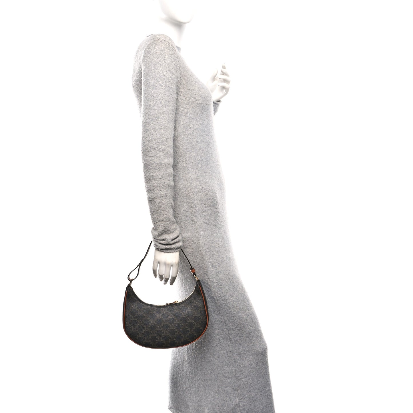 Triomphe Canvas Calfskin Ava Shoulder Bag Tan