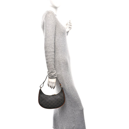 Celine Triomphe Canvas Calfskin Ava Shoulder Bag Tan 2 of 13