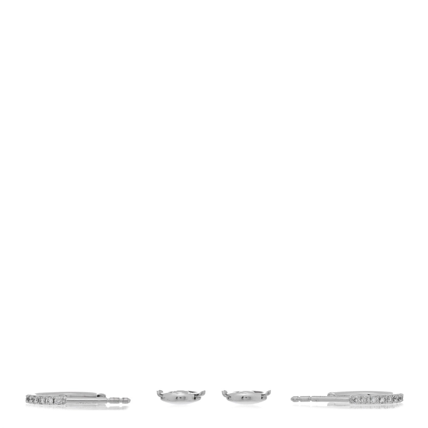 Tiffany 18K White Gold Diamond Small Metro Hoop Earrings 3 of 4