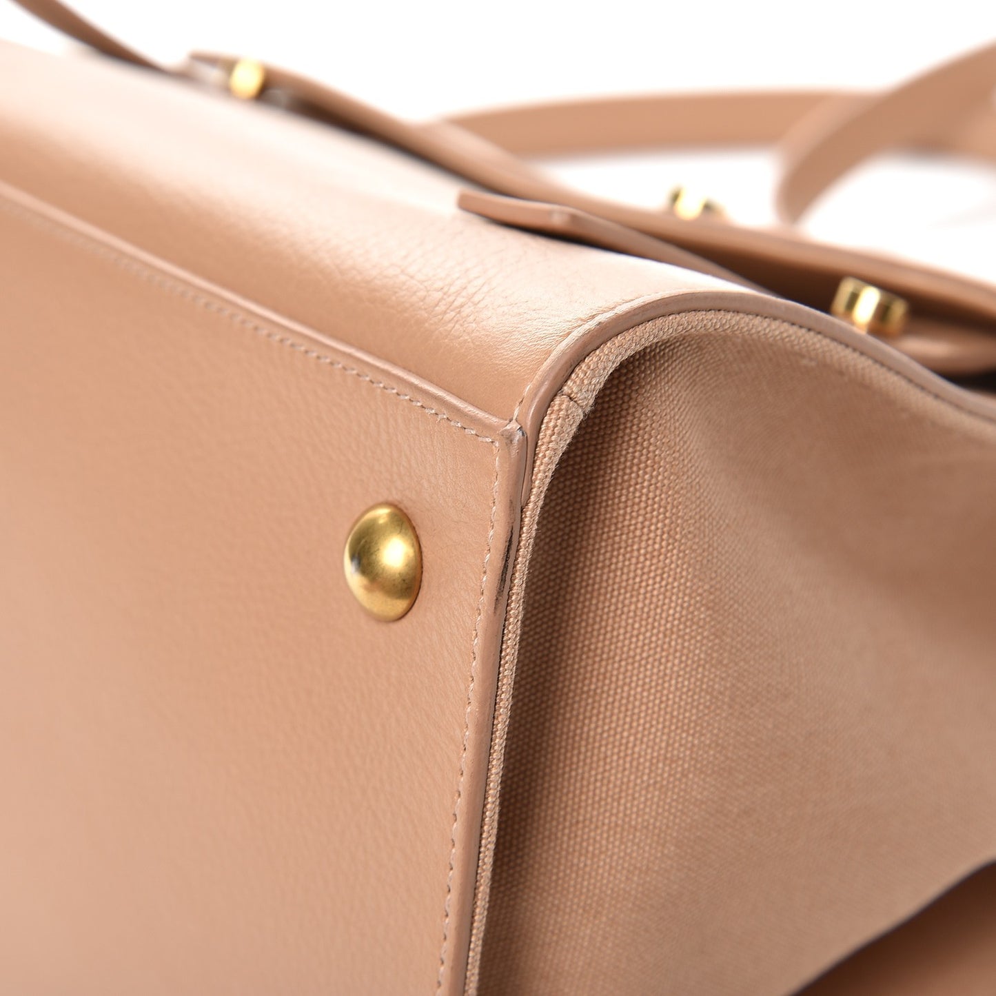 Calfskin Canvas Small Muse Two Beige