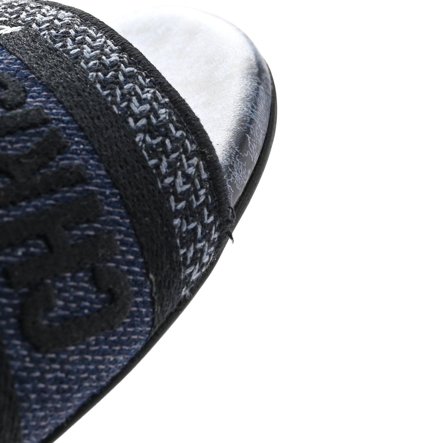 Canvas Dior Embroidered Dway Flat Slide Sandals 36 Navy Blue