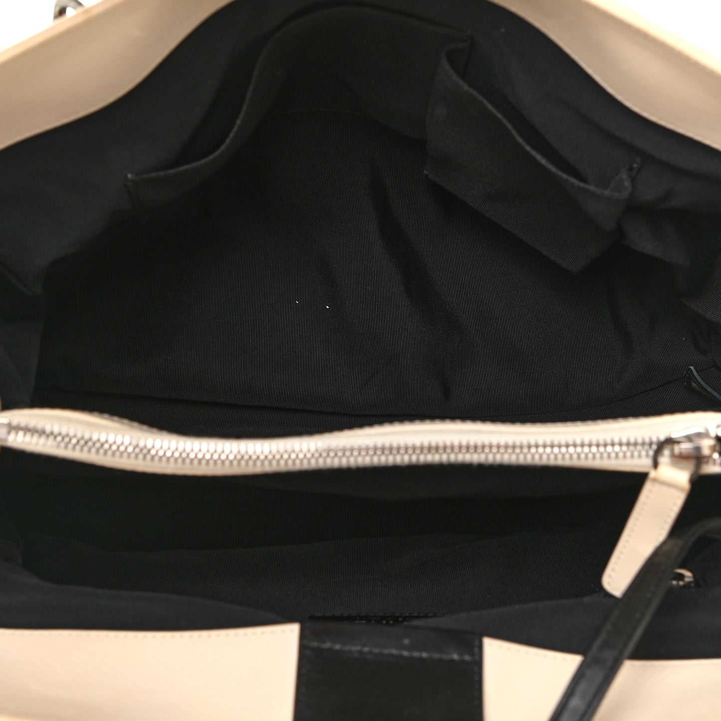Glazed Calfskin Boy Tote Black Beige
