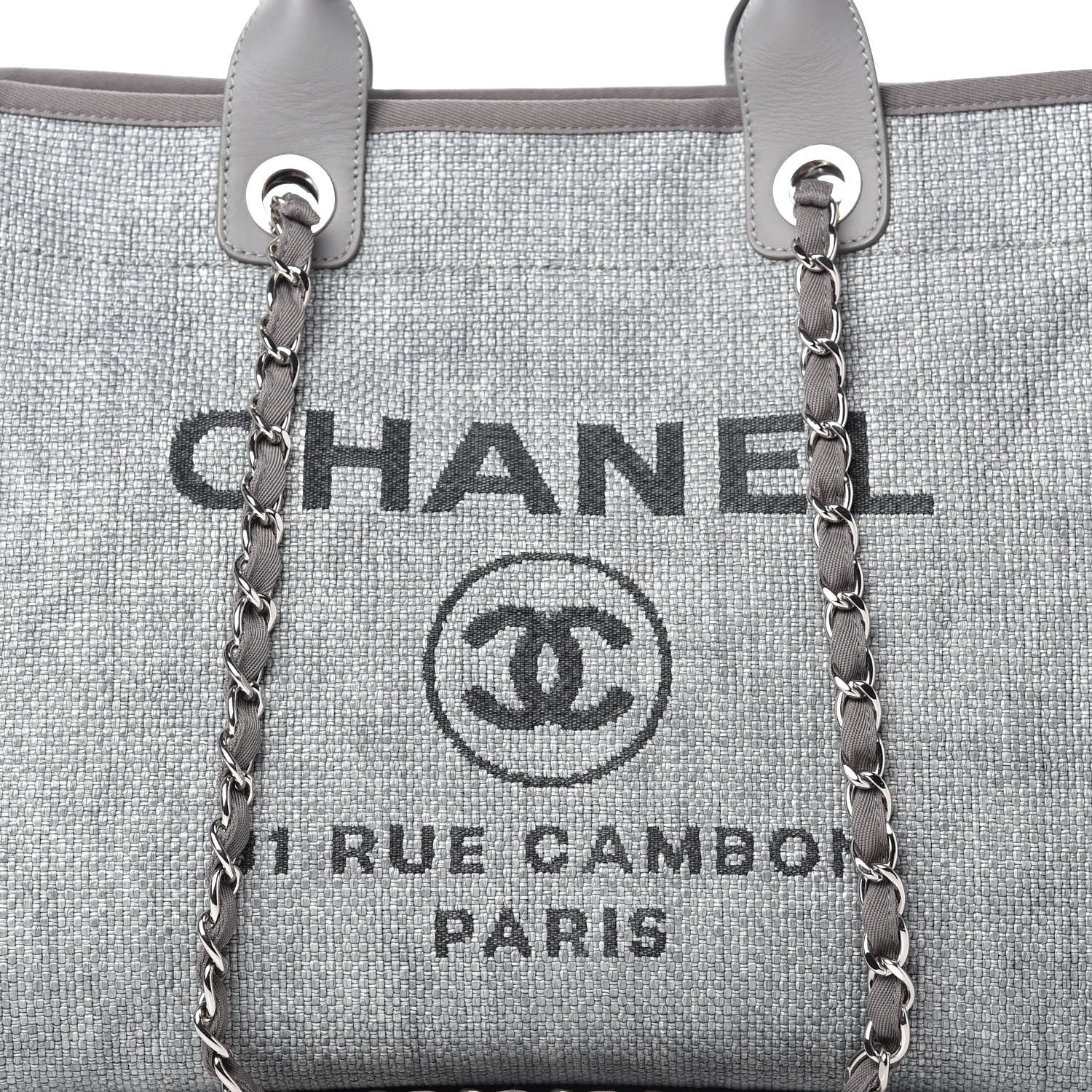 Chanel Woven Straw Raffia Medium Deauville Tote Grey 10 of 10