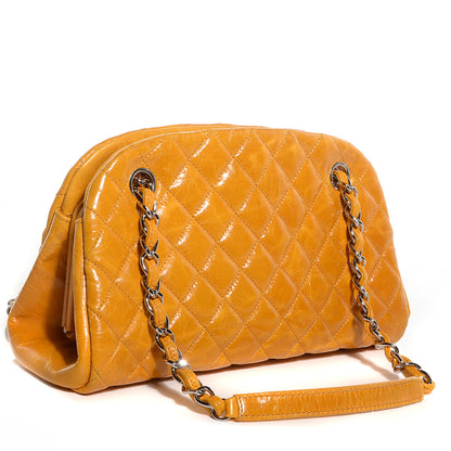 Chanel Glazed Calfskin Small Just Mademoiselle Bowling Bag Dark Orange 3 of 7