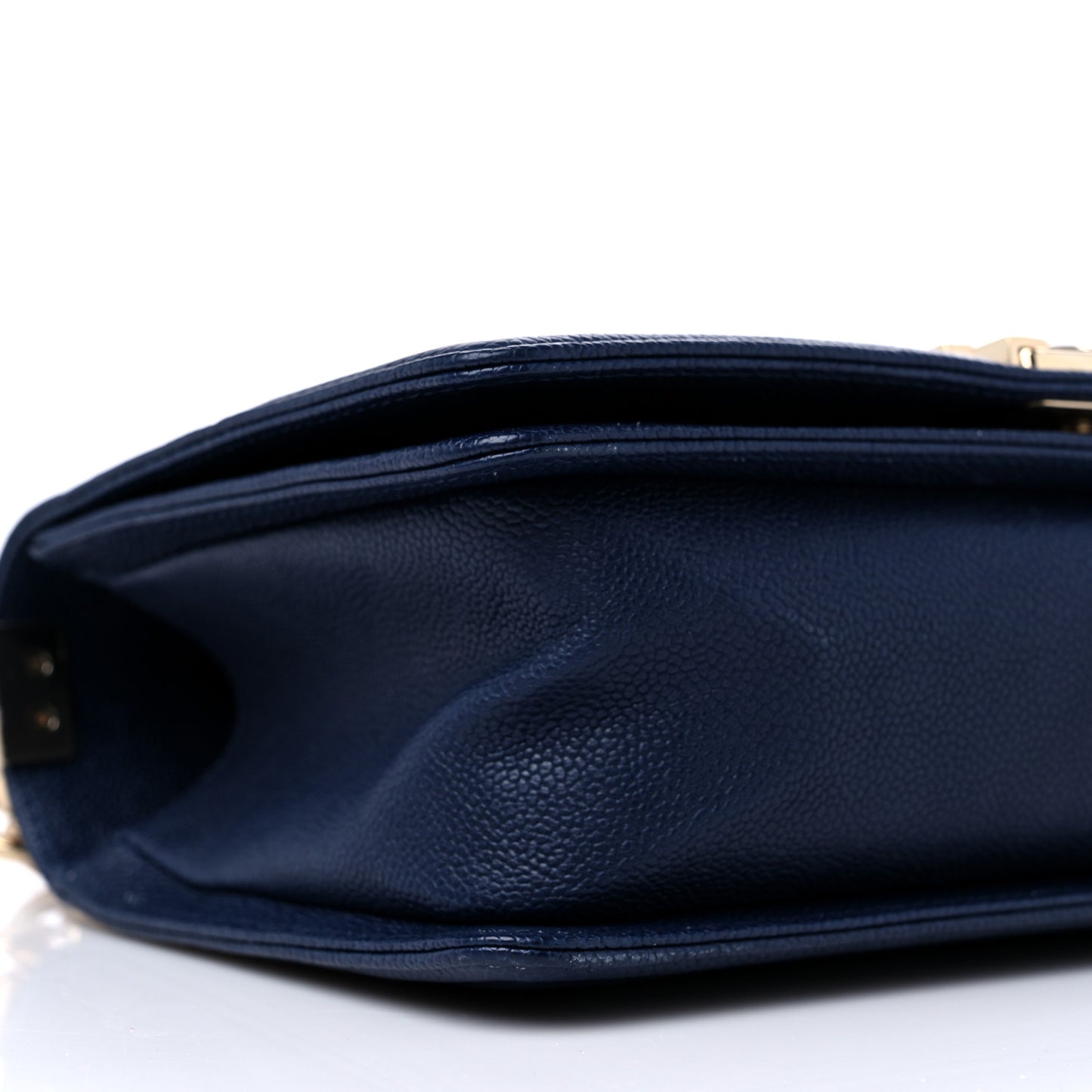 Caviar Chevron Quilted Medium Boy Flap Navy