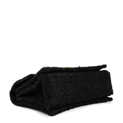 Balenciaga Metallic Tweed Boucle Quilted Small Crush Chain Bag Black 4 of 11