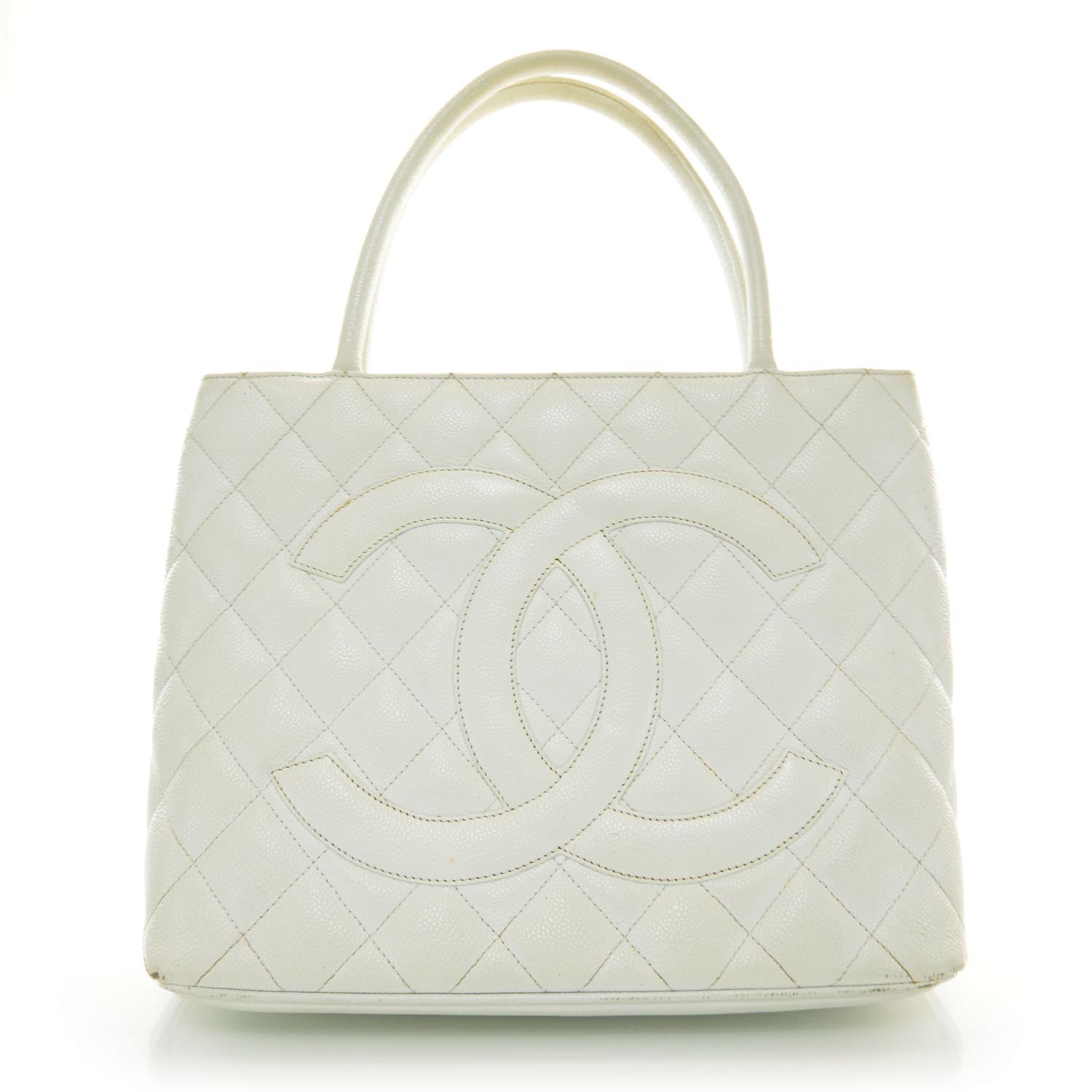 Chanel Caviar Medallion Tote White 1 of 10