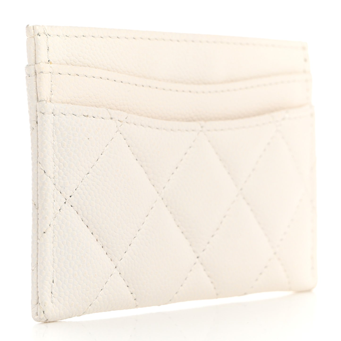 Caviar Quilted Card Holder White