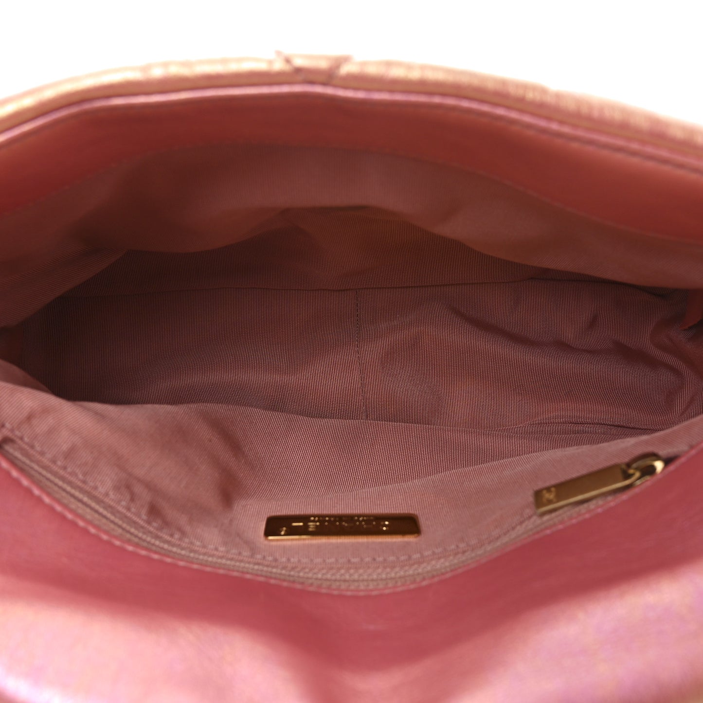 Iridescent Lambskin Quilted Large Chanel 19 Flap Pink