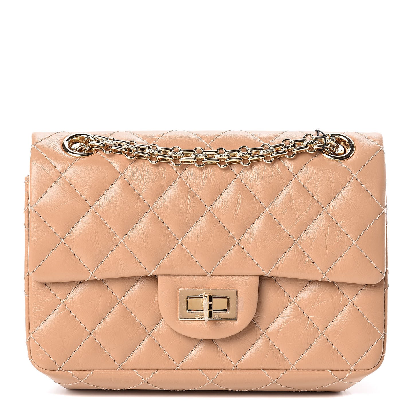 Aged Calfskin Quilted 2.55 Reissue Mini Flap Beige