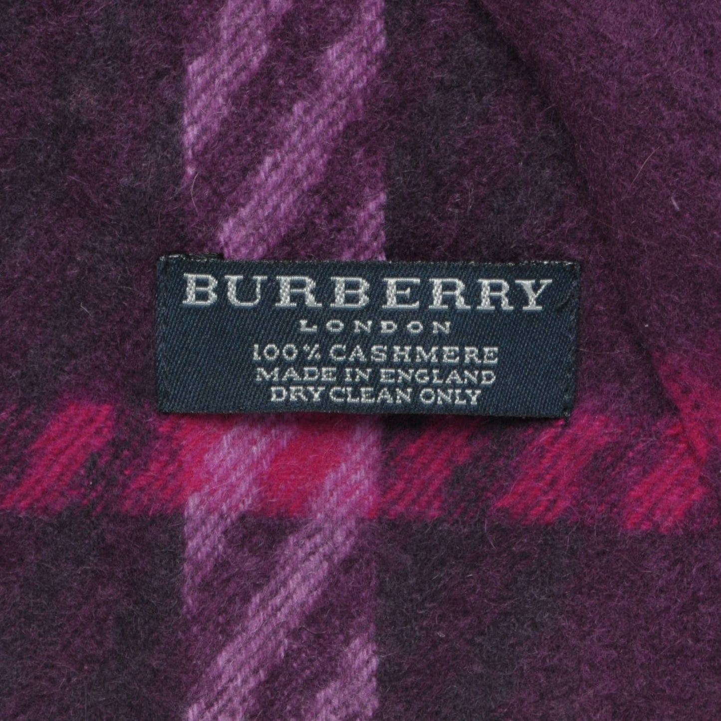 Cashmere Giant Check Fringe Fringe Scarf Plum