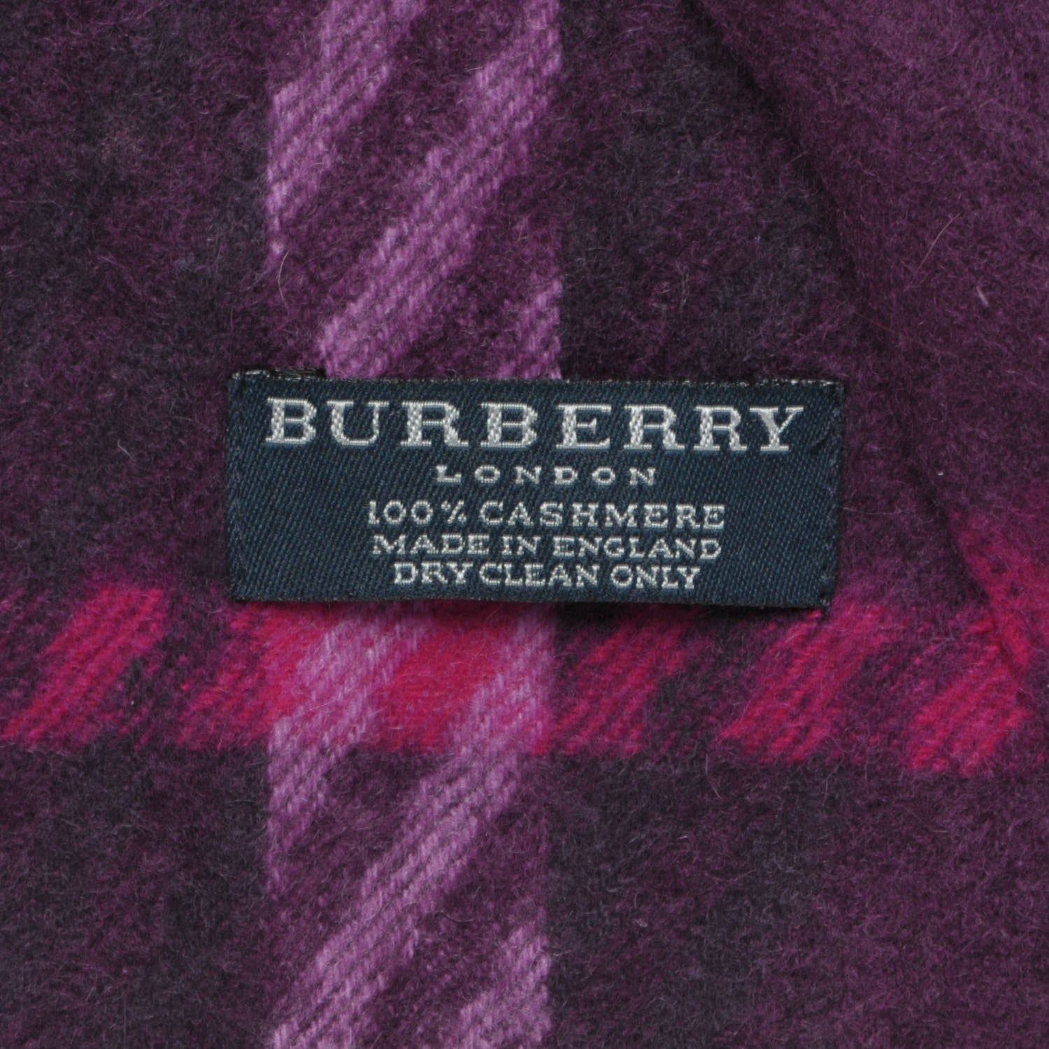 Burberry Cashmere Giant Check Fringe Fringe Scarf Plum 4 of 6