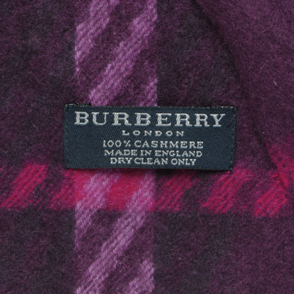 Burberry Cashmere Giant Check Fringe Fringe Scarf Plum 4 of 6
