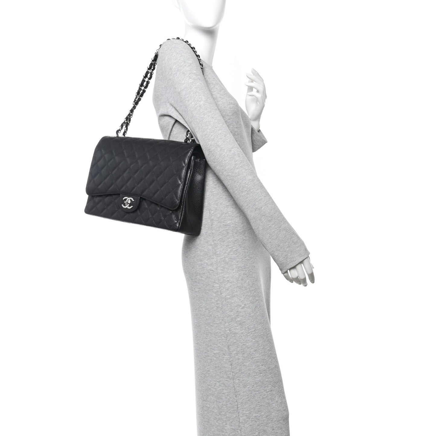 Caviar Quilted Maxi Double Flap Black