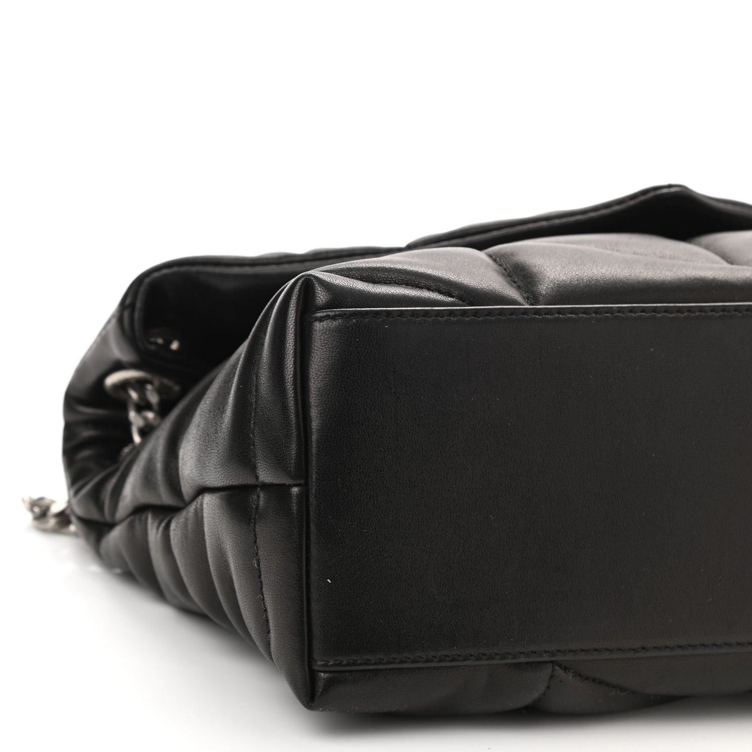 Saint Laurent Lambskin Quilted Small Loulou Puffer Monogram Chain Satchel Black 10 of 11
