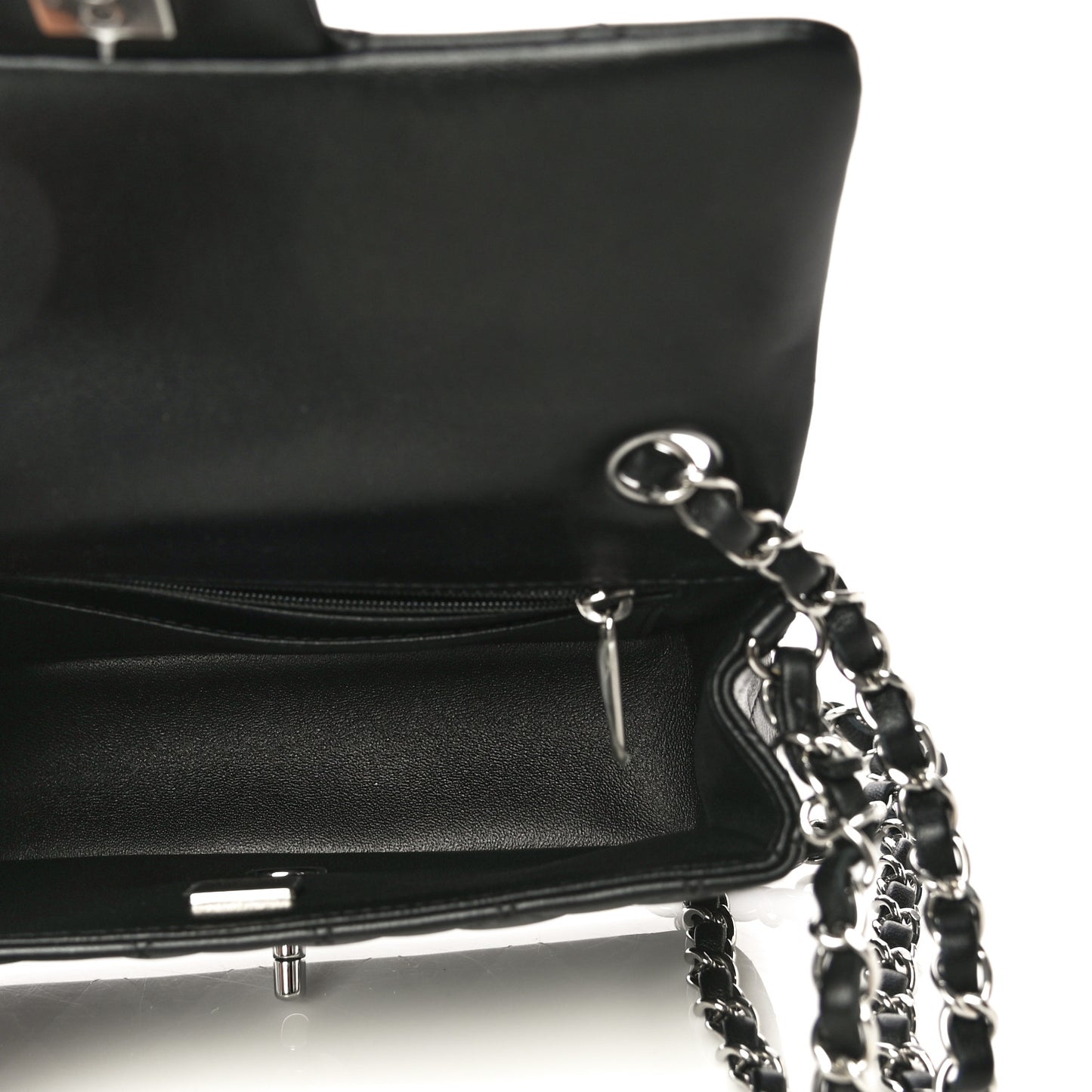 Lambskin Quilted Mini Rectangular Flap Black