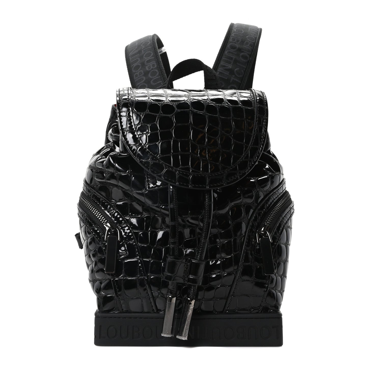 Calfskin Alligator Embossed Small Explorafunk Backpack Black