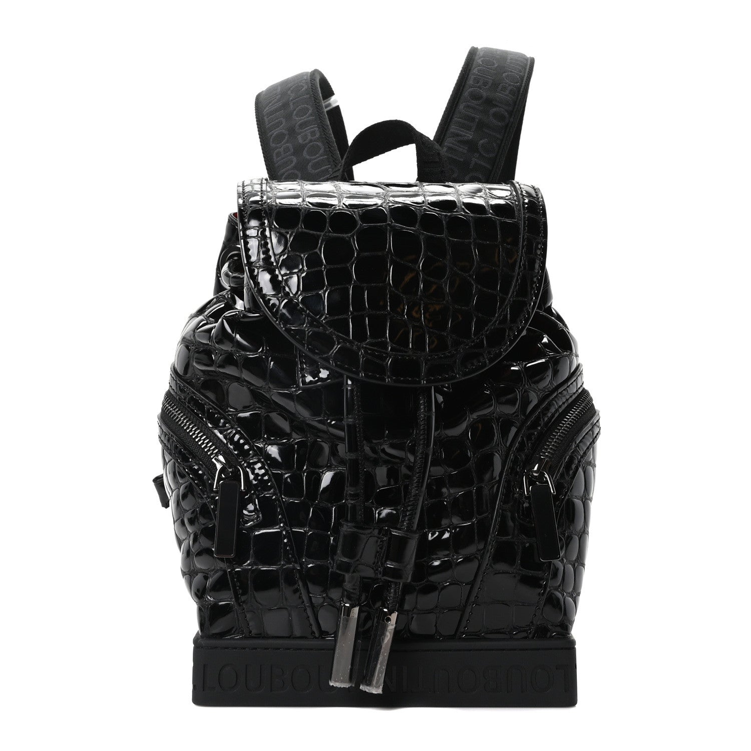 Christian Louboutin Calfskin Alligator Embossed Small Explorafunk Backpack Black 1 of 17
