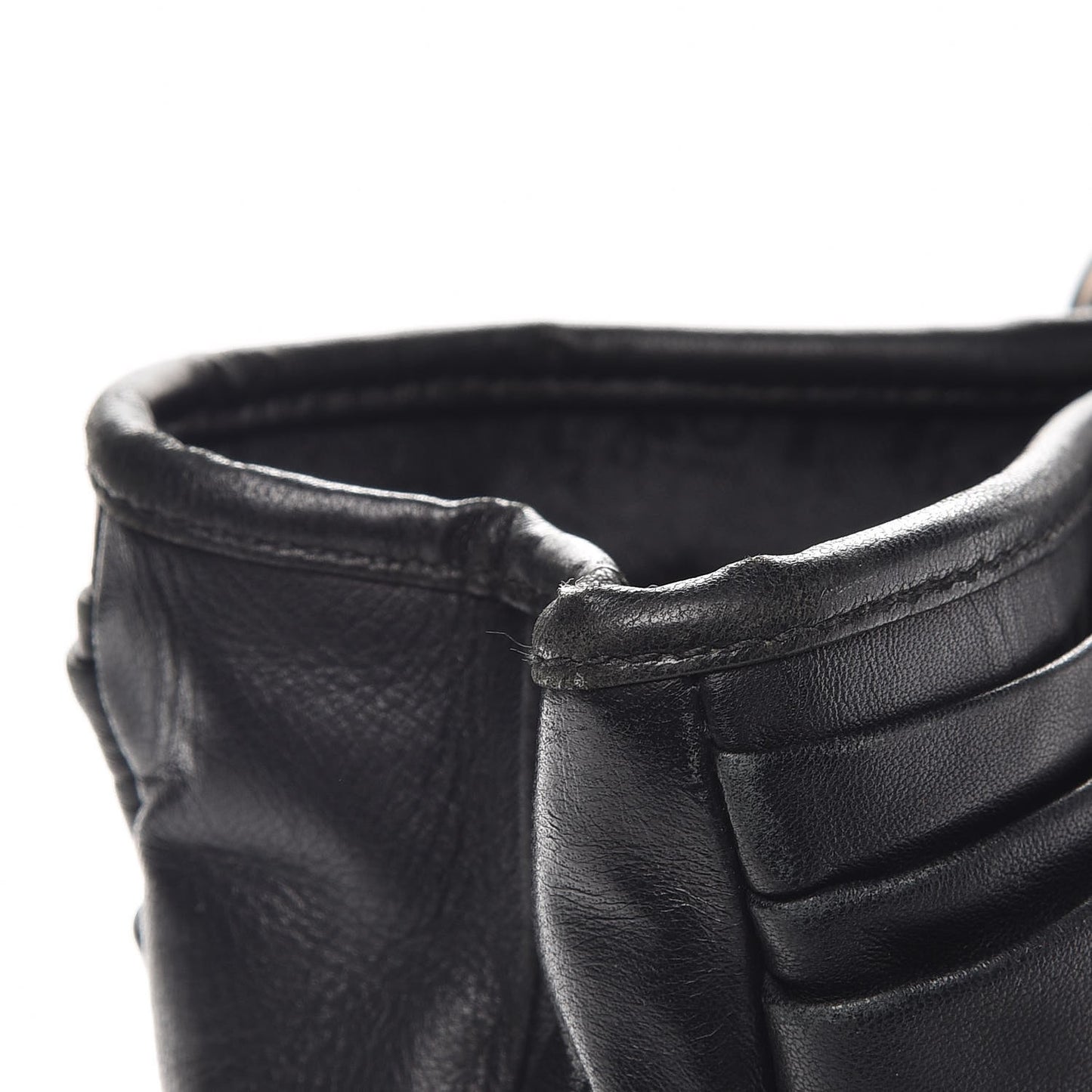 Lambskin Plisse Pleated Basket Tote Bag Black