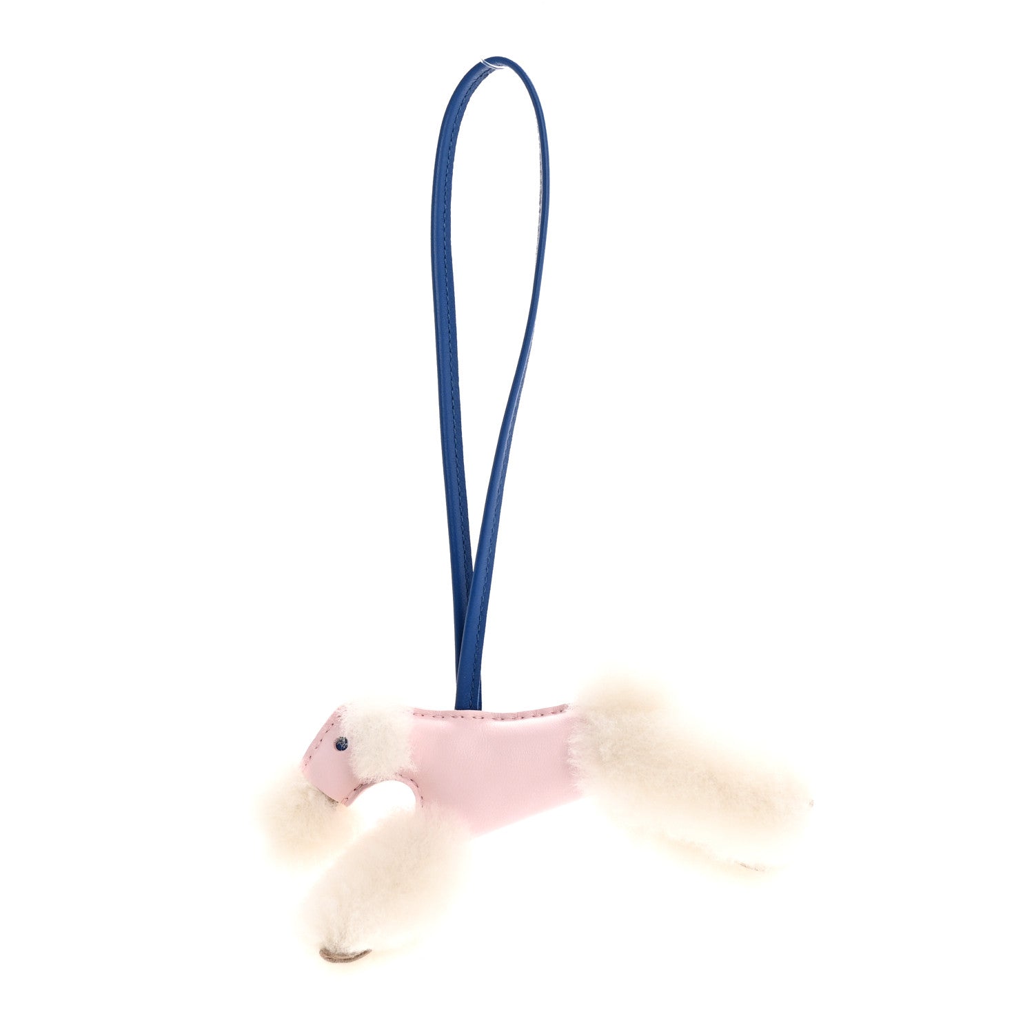 Hermes Milo Lambskin Shearling Budy Charm Ecru Rose Darling Bleu France 1 of 4