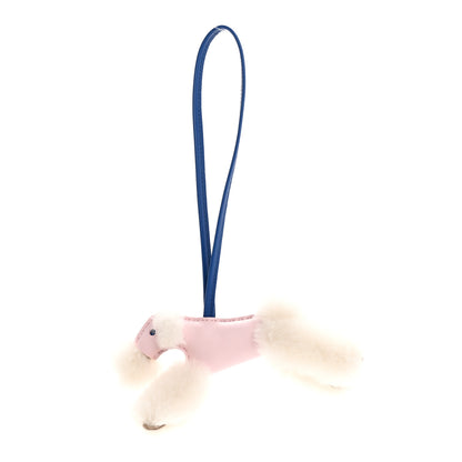 Hermes Milo Lambskin Shearling Budy Charm Ecru Rose Darling Bleu France 1 of 4