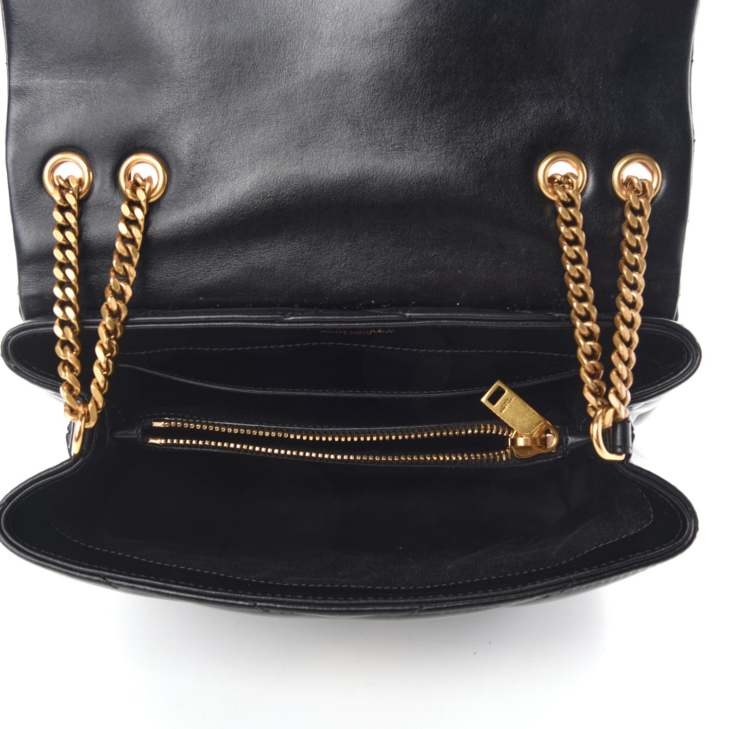 Saint Laurent Calfskin Y Quilted Monogram Small Loulou Chain Satchel Black 5 of 11