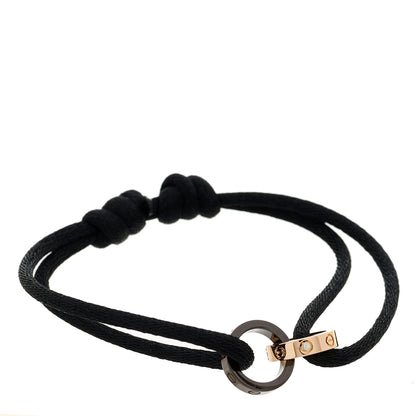 Cartier 18K Pink Gold Ceramic 4 Diamond LOVE Cord Bracelet Black 2 of 9