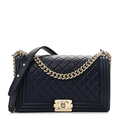 Chanel Lambskin Quilted New Medium Boy Flap Navy Blue 1 of 11