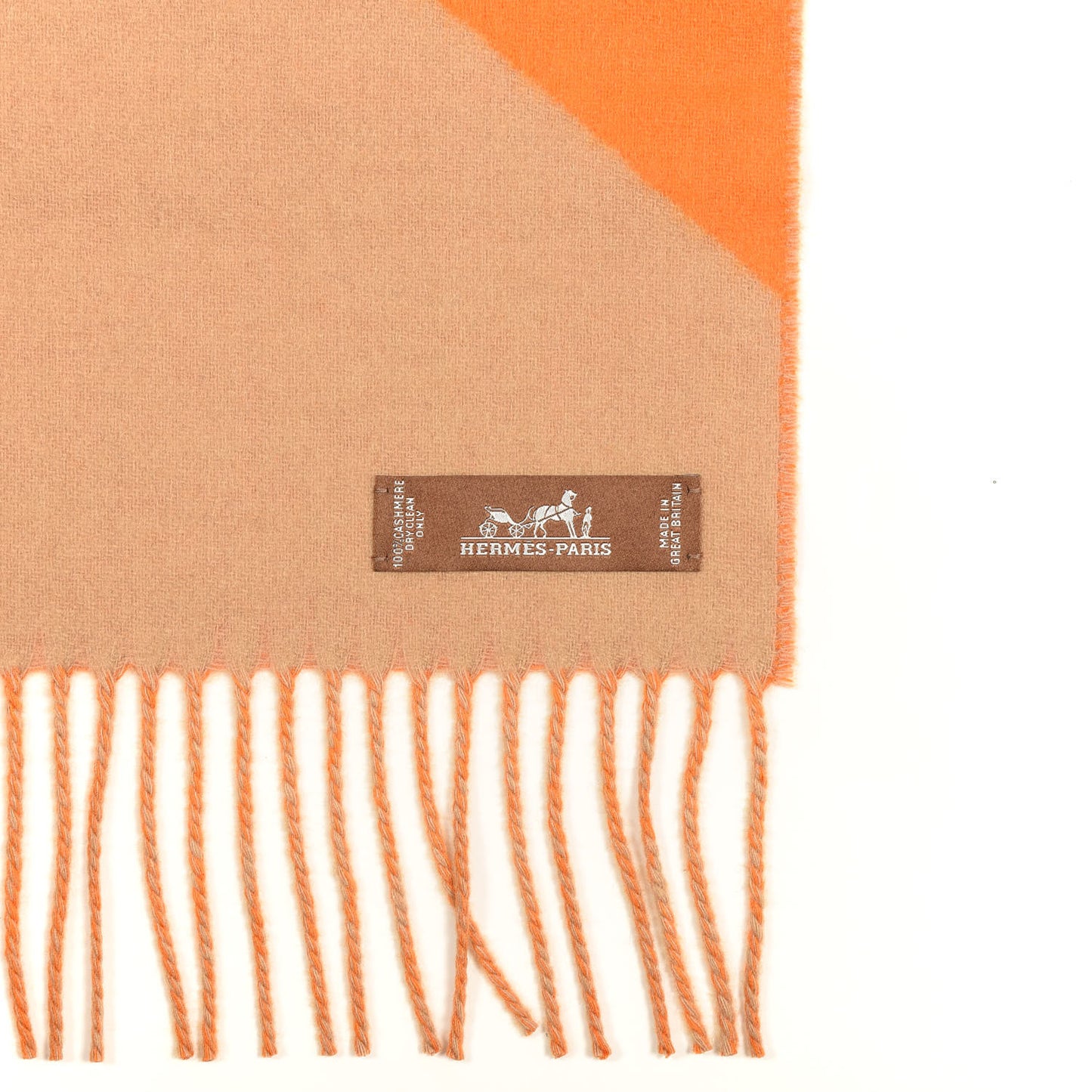 Cashmere Casaque Chevron Muffler Camel Mandarine