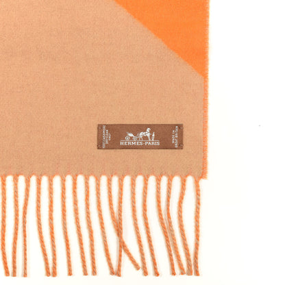 Hermes Cashmere Casaque Chevron Muffler Camel Mandarine 3 of 3