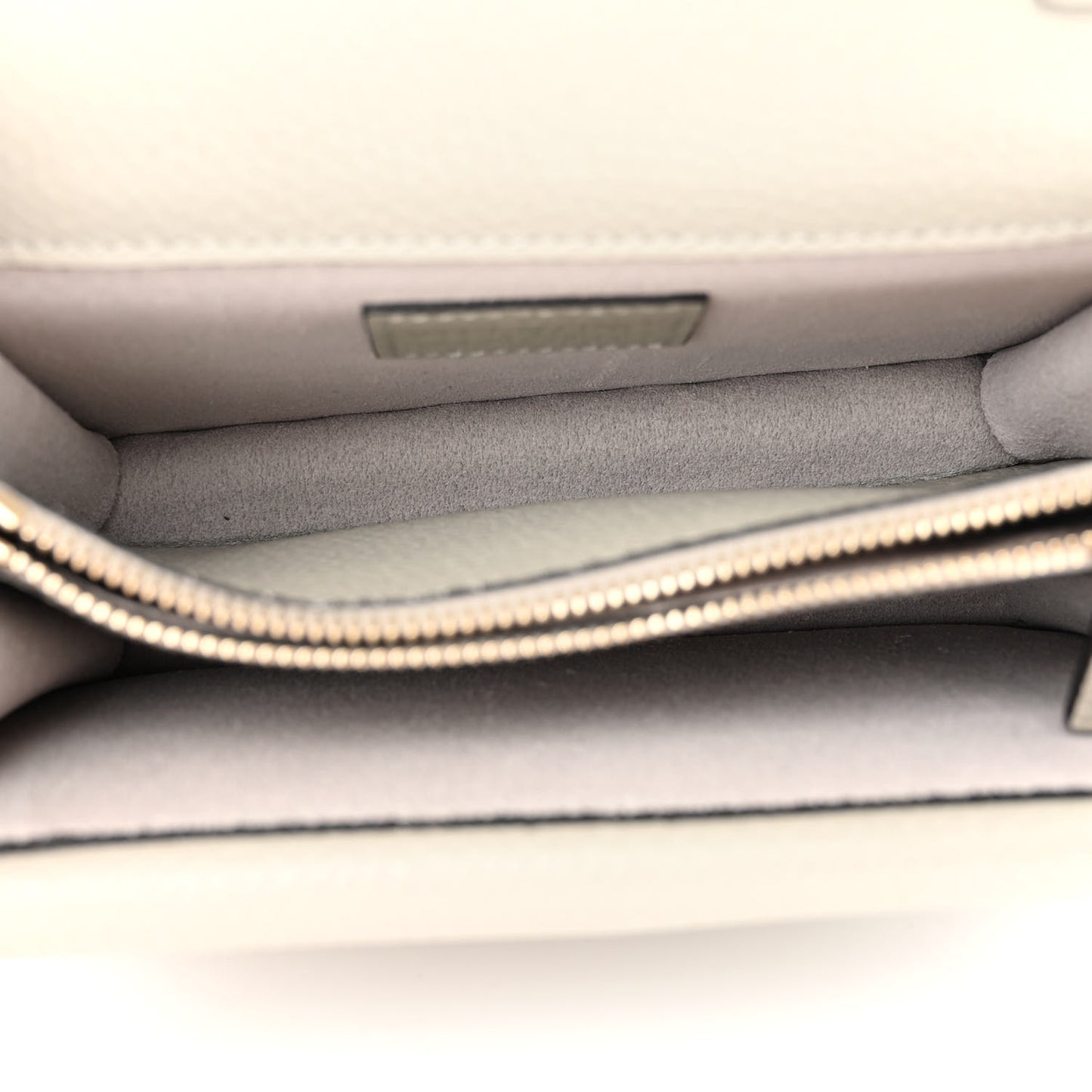 Pebbled Calfskin Rockstud Wallet on Chain Opal Grey