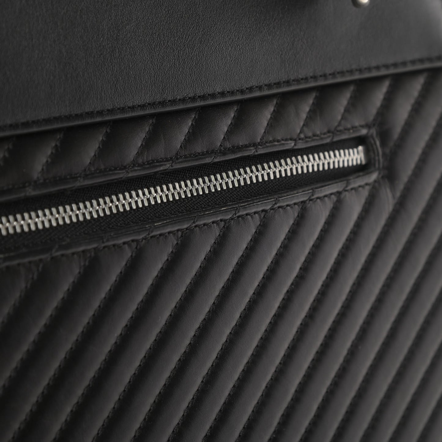 Calfskin Diagonal Quilted Mini Belt Bag Black