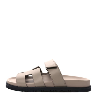 Hermes Calfskin Womens Chypre Sandals 37 Beige Mastic 1 of 9